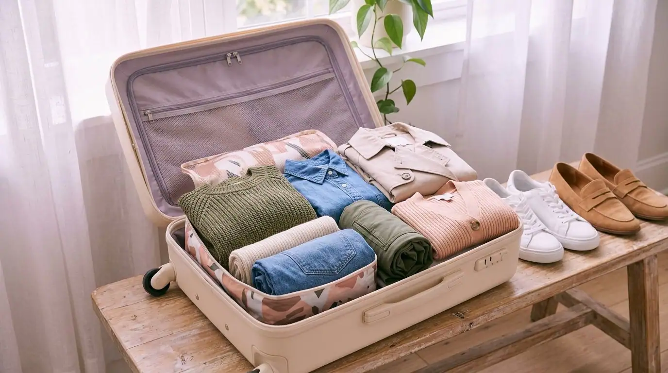 How to build a 7-piece fall travel wardrobe (mostly secondhand)